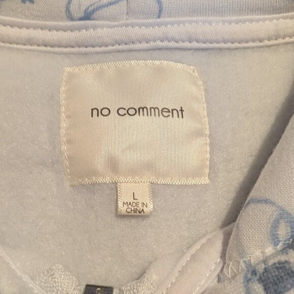 no comment Juniors White Cropped Bows and Bouquets Zip Up Hoodie Jacket L - Picture 2 of 10